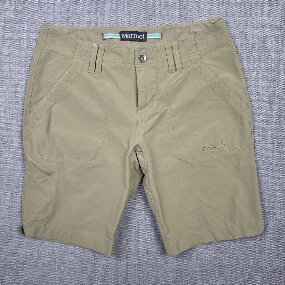 Marmot Women 6 Tan Hiking Shorts Lightweight Stretch Nylon Utility Outdoor Cargo